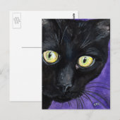 Peekaboo | Illustratie Waterverf zwarte kat Briefkaart (Voorkant / Achterkant)