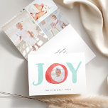 Peekaboo Joy | Gevouwen vakantiefotokaart Feestdagen Kaart<br><div class="desc">De feestelijke en feestelijke fotokaart bevat het woord "JOY" in een waterverf met uw foto in de letter "0". Pas de voorzijde aan met uw aangepaste groet en pas de binnenkant van deze gevouwen vakantiekaart aan met drie extra foto's in een collage lay-out, met uw aangepast voorgedrukt vakantiebericht en namen....</div>