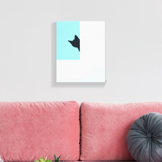 Peekaboo | Kat piept rond hoekschilderij Canvas Afdruk (Insitu (Woonkamer))
