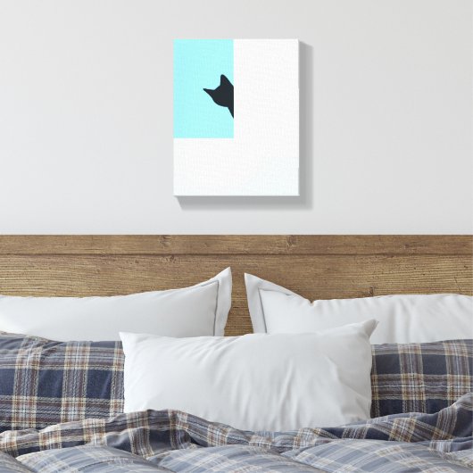 Peekaboo | Kat piept rond hoekschilderij Canvas Afdruk (Insitu (Slaapkamer))