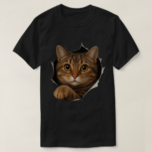 Peekaboo Kattendesign – Mooie 3D-illusiekatkunst T-shirt