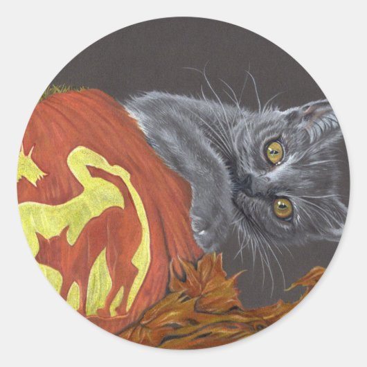 Peekaboo kattenpompoen sticker herfst (Voorkant)