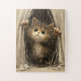 Peekaboo Kitten – Gezellig Gordijn Puzzel