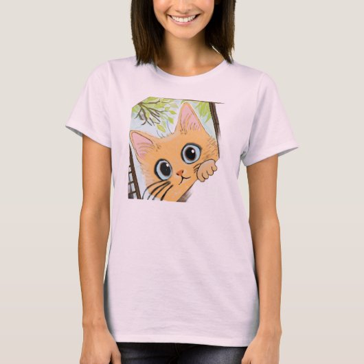Peekaboo Kitten – Schattige kattenontwerp voor peu T-shirt (Voorkant)