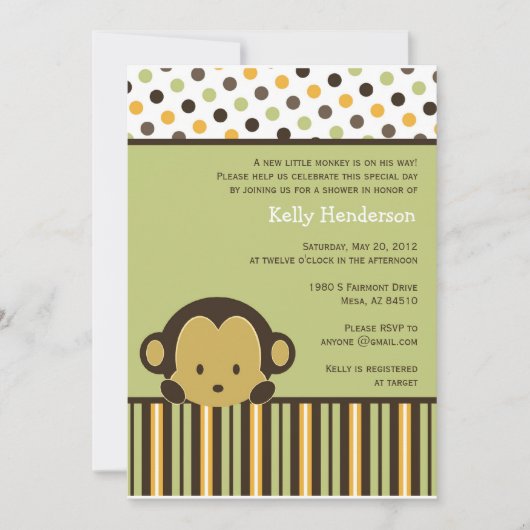 Peekaboo Monkey Invitation Kaart (Voorkant)