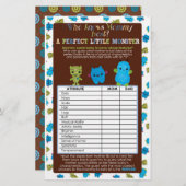 PeekaBoo Monsters Baby shower Game Perfect Baby (Voorkant / Achterkant)