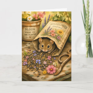 Peekaboo Muis Zaadpakket Aquarel Blanco Kaart