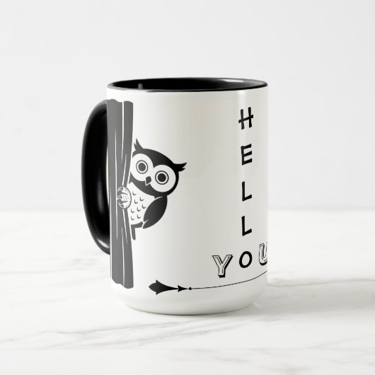 Peekaboo Owl Funny Mug Mok (Voorkant links)