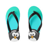 Peekaboo Penguin Aqua Kinder Teenslippers (Voetbed)
