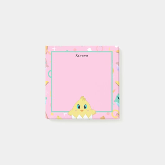 Peekaboo Pink Baby Chick Post-it® Notes (Voorkant)