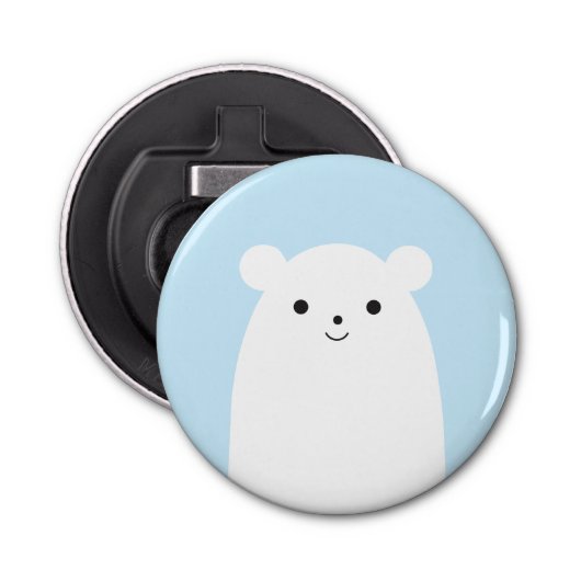 Peekaboo Polar Beer Koelkast Magneetflesopener Button Flesopener (Voorkant)