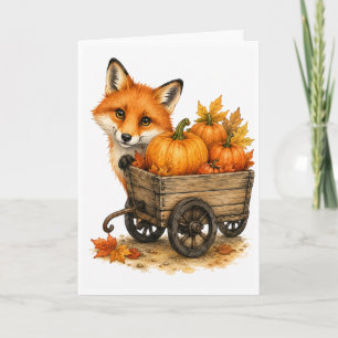 Peekaboo Pumpkin Patch Vos Herfst Aquarel Blanco Kaart