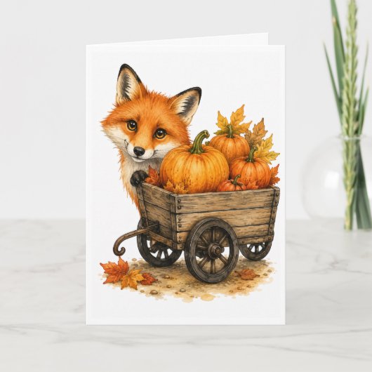 Peekaboo Pumpkin Patch Vos Herfst Aquarel Blanco Kaart (Voorkant)