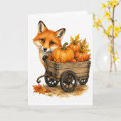 Peekaboo Pumpkin Patch Vos Herfst Aquarel Blanco Kaart (Gele Bloem)