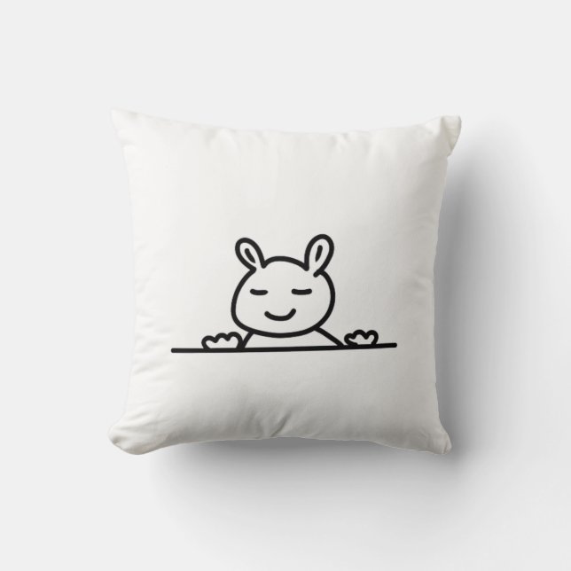 Peekaboo Rabbit Cartoon Sketch Classic Kussen (Voorkant)