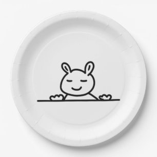Peekaboo Rabbit Cartoon Sketch Classic Papieren Bordje