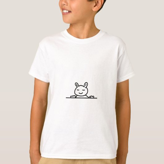Peekaboo Rabbit Cartoon Sketch Classic T-shirt (Voorkant)