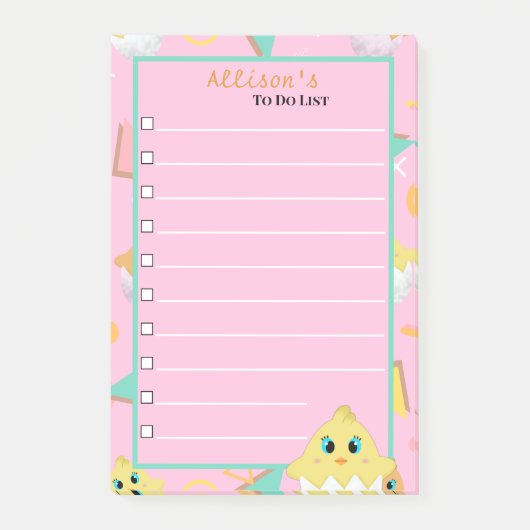 Peekaboo Roze Baby Chick Notes (Voorkant)