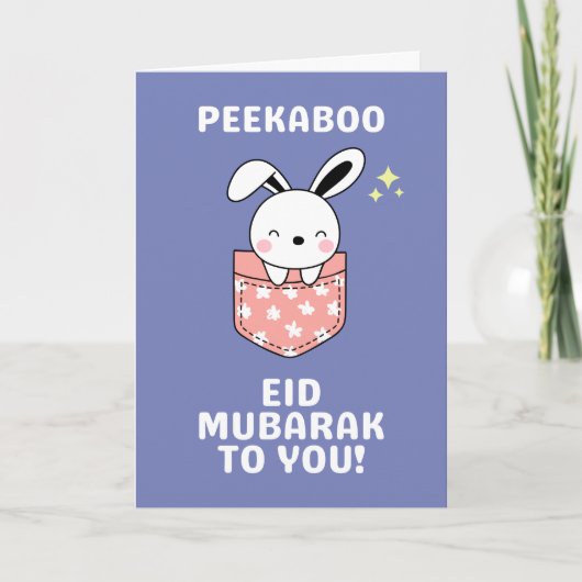 Peekaboo Schattige Bunny Eid Mubarak Kaart (Voorkant)