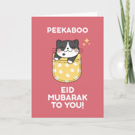 Peekaboo Schattigee Cat Kawaii Eid Mubarak Kaart