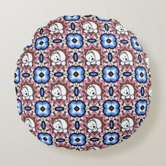 Peekaboo Westie Floral Rond Kussen