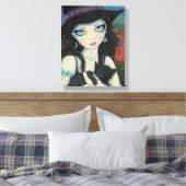 Peekaboo Witch en Black Cat Canvas Print (Insitu (Slaapkamer))