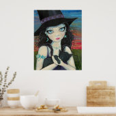 Peekaboo Witch en Cat Poster (Keuken)