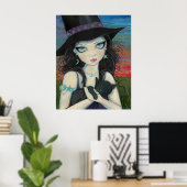Peekaboo Witch en Cat Poster (Thuiskantoor)