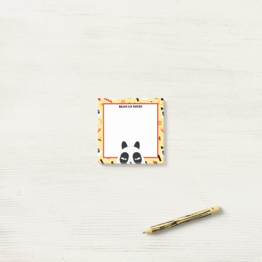 Peekaboo Yellow Panda-Beer Post-it® Notes (Op bureau)