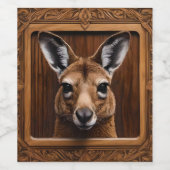 Peekaboo zegt de kangoeroe, wijn etiket (Enkel label)