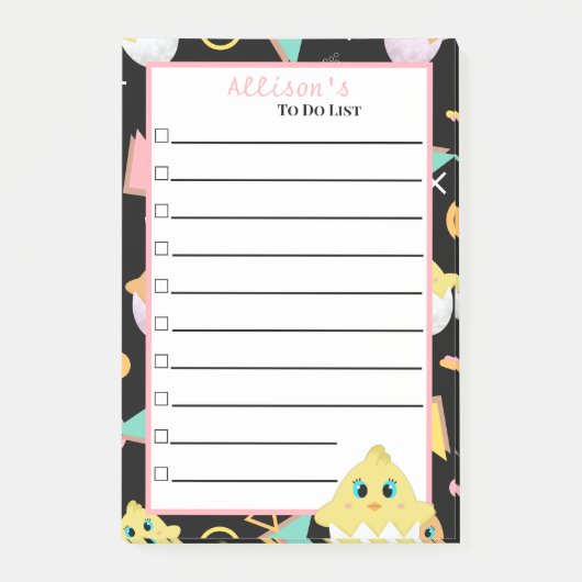 Peekaboo Zwart Baby Chick Notities Post-it® Notes (Voorkant)