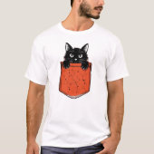 Peekaboo Zwarte Kat Zak T-shirt (Voorkant)