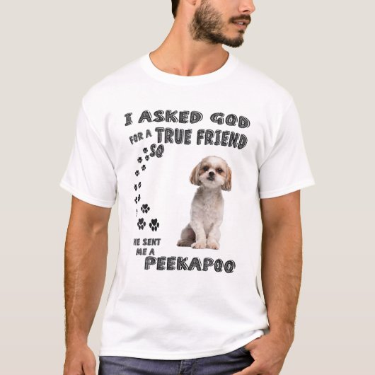 Peekapoo Gezegde mam Papa Costume, Cute Poodle Pek T-shirt (Voorkant)