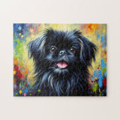 Peekapoo: Zwarte Peke-A-Poo Acryl Kunst Legpuzzel (Horizontaal)