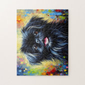 Peekapoo: Zwarte Peke-A-Poo Acryl Kunst Legpuzzel (Verticaal)