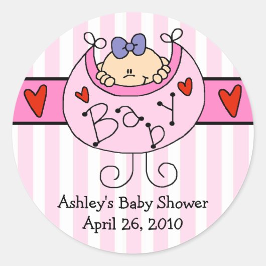 Peeking Baby & Bib Baby shower Sticker (Voorkant)