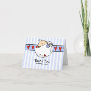 Peeking Baby Boy & Luier Bedankt Opmerking Kaart