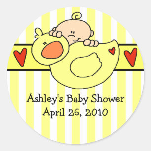 Peeking Baby & Duck Baby shower Sticker