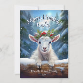 Peeking Baby Geit Winter Wonderland Forest Merry Feestdagenkaart (Voorkant)
