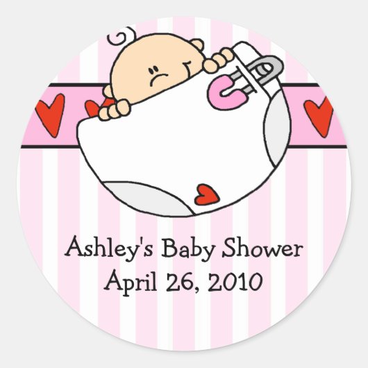 Peeking Baby & Luier Baby shower Sticker (Voorkant)