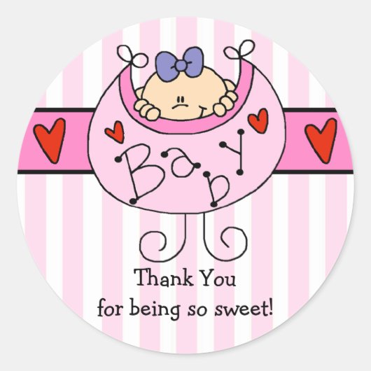 Peeking Baby Meisje Baby shower Sticker (Voorkant)