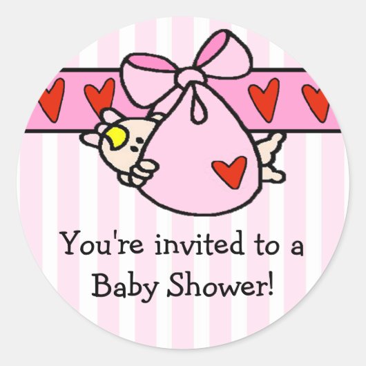 Peeking Baby Meisje Baby shower Sticker (Voorkant)