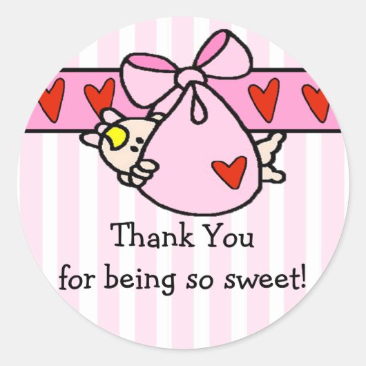 Peeking Baby Meisje Dank u Baby shower Sticker (Voorkant)