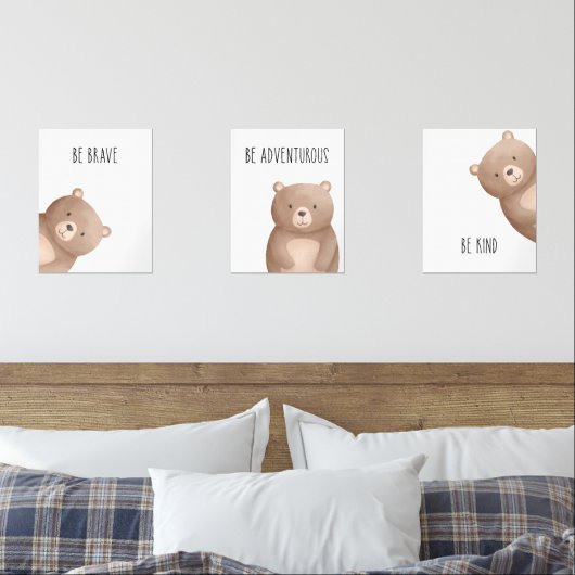 Peeking Beer Nursery Prints Set van 3 Affirmaties (Slaapkamer)