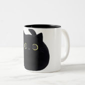 Peeking Black Cat Coffee Mok Curious Cat is horlog (Voorkant rechts)