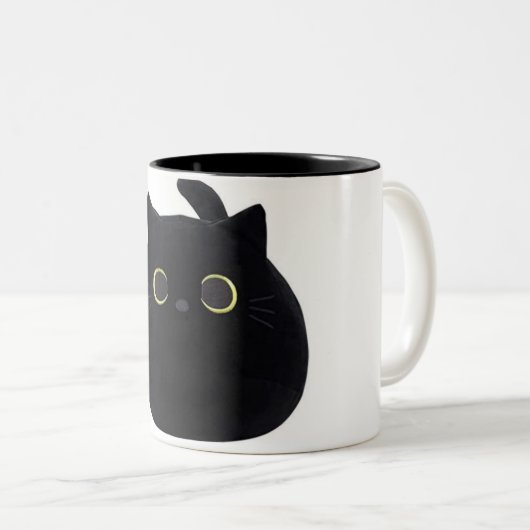 Peeking Black Cat Coffee Mok Curious Cat is horlog (Voorkant rechts)