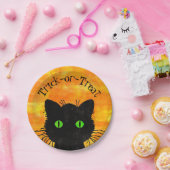 Peeking Black Cat Halloween Waterverf Design Papieren Bordje (Feest)