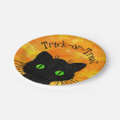 Peeking Black Cat Halloween Waterverf Design Papieren Bordje (Gekanteld)