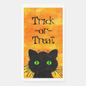 Peeking Black Cat Halloween Waterverf Design Servet (Voorkant)