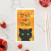 Peeking Black Cat Halloween Waterverf Design Servet (Insitu)